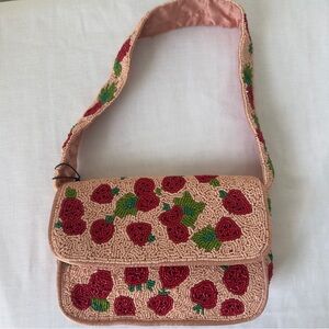 Sincerely Jules Strawberry Beaded Shoulder Bag - Red and Green